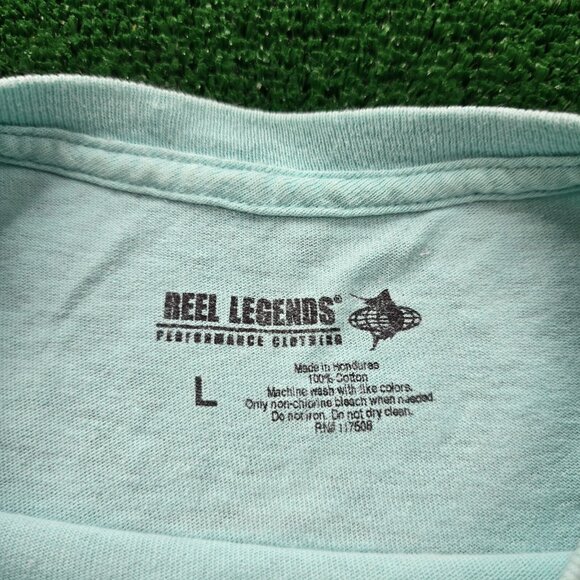 Reel Legends Tshirt Mens Large Light Green Born to Fish Forced to Work Fishing - Picture 6 of 8